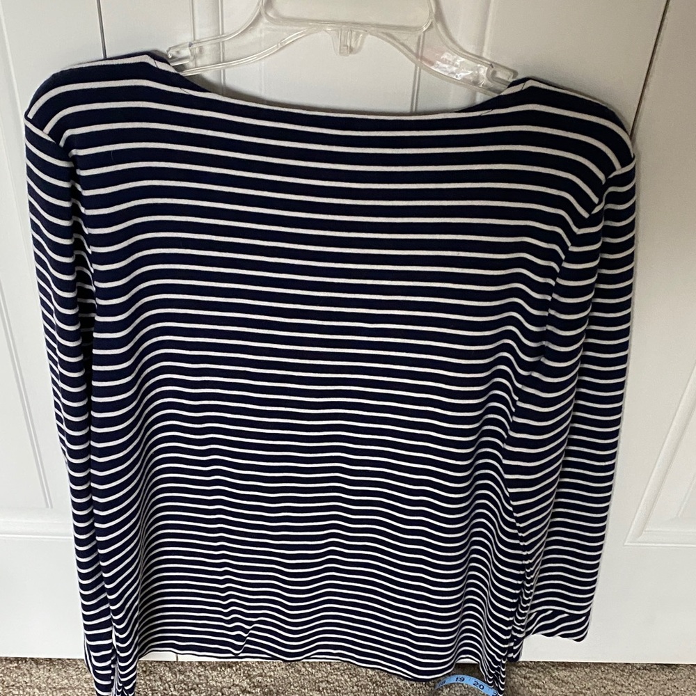 Talbots Women's Long Sleeve Top in Navy and White Stripes - Picture 6 of 6